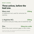 Men's Vitality — Maca, L-Arginine and Zinc ingredients