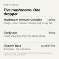 Adaptogen Immunity Drops — five mushroom complex ingredients