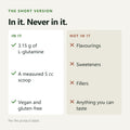 L-Glutamine — in it, never in it
