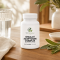 GutNaturals Shilajit Adaptogen Complex on a sunlit oak kitchen counter with sage and rosemary
