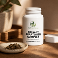 GutNaturals Shilajit Adaptogen Complex open with its contents in a ceramic dish