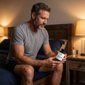 Man holding Alpha Energy at bedtime
