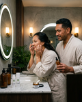 Evening routine — eye cream and hair serum